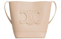 CELINE Cuir Triomphe Smooth Cow Leather Bucket Bags Crossbody Bag Shoulder Bag Small Size Women's Nude