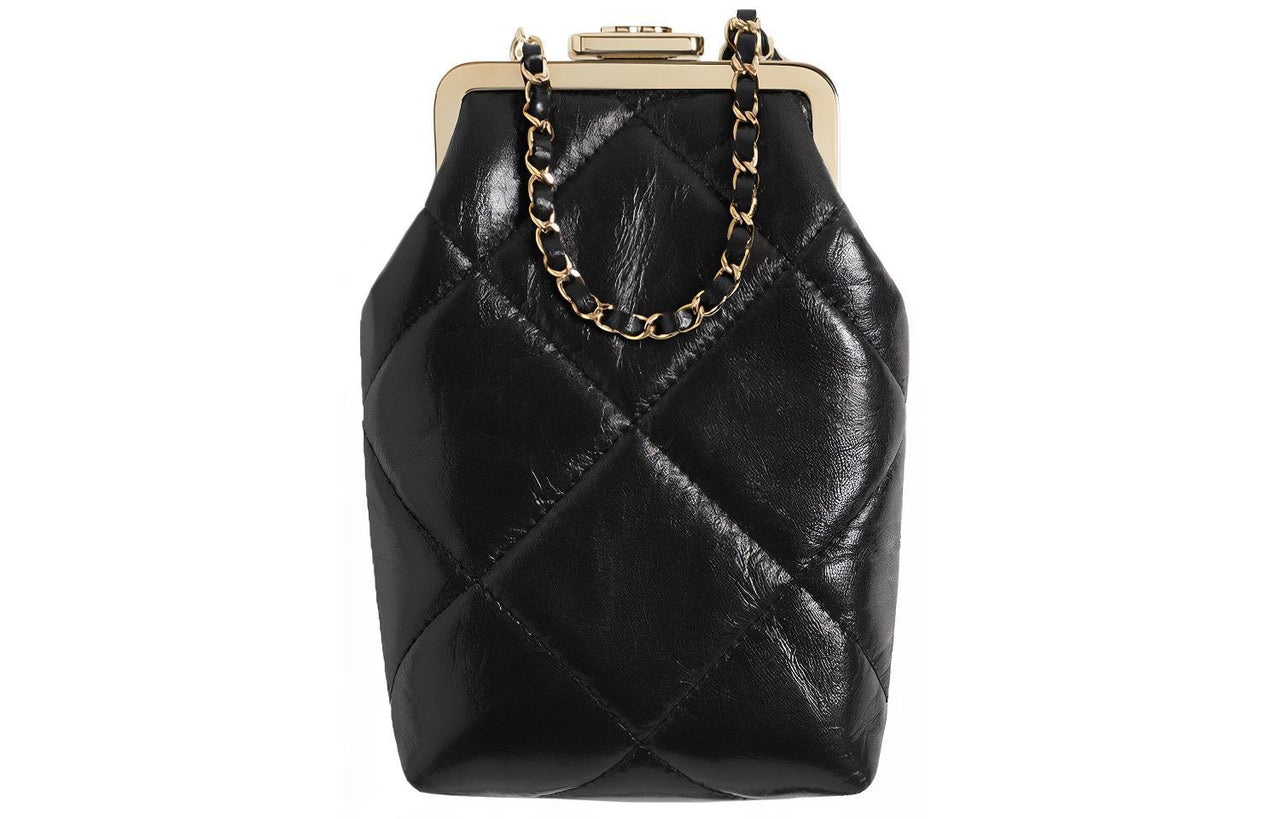 CHANEL Shiny Vintage Lambskin Handheld Shoulder Bag Crossbody Bag Women's Black