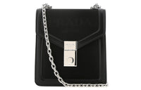 PRADA Leather Shoulder Bag Unisex Black