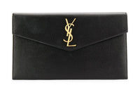 SAINT LAURENT Uptown Pouch Grain De Poudre Embossed Black