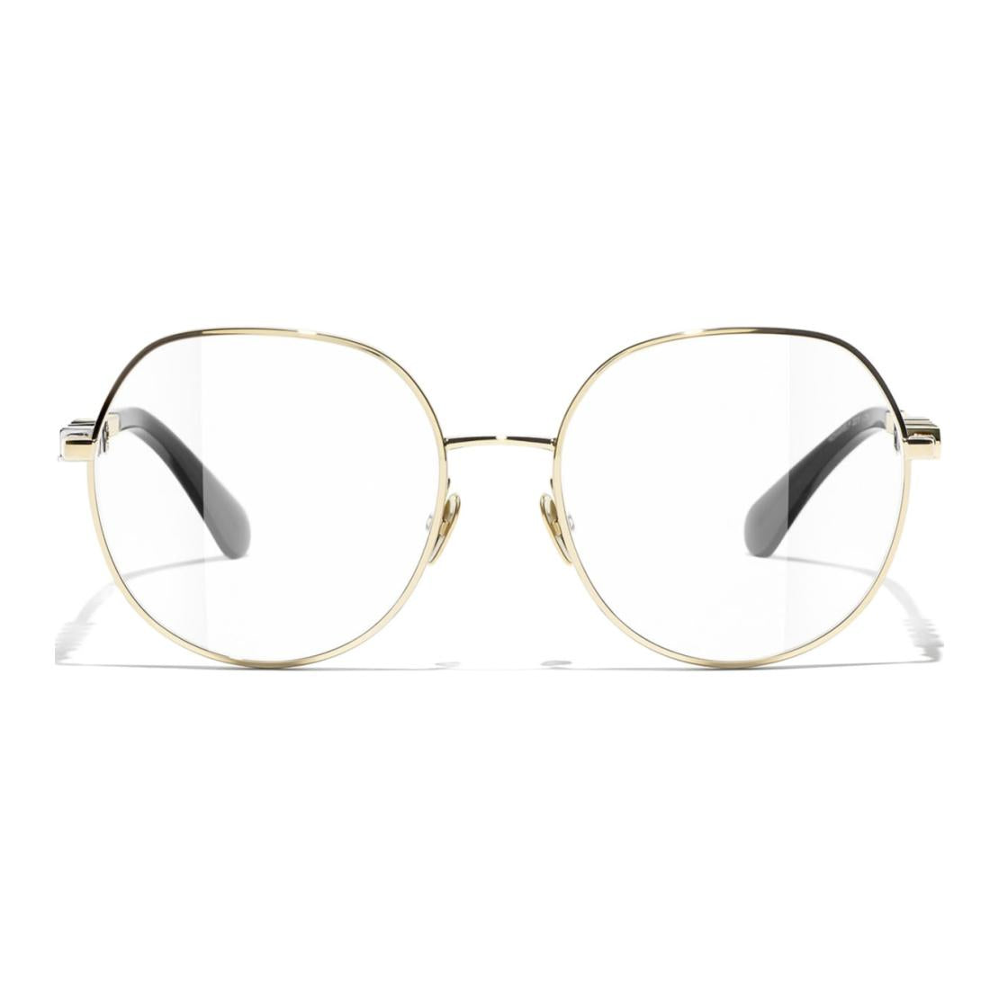 CHANEL Metal Irregular Shape Eyeglass Frames Women's Gold