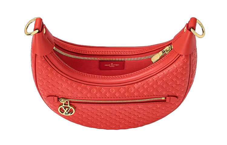 LOUIS VUITTON Loop Monogram All Over Print With Cow Leather Crescent Bag Handbag, Shoulder Bag Women's Red