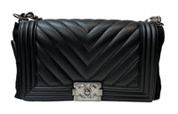 CHANEL Calfskin Flap Bag Shoulder Bag Crossbody Bag Handbag Medium Size Women's Black