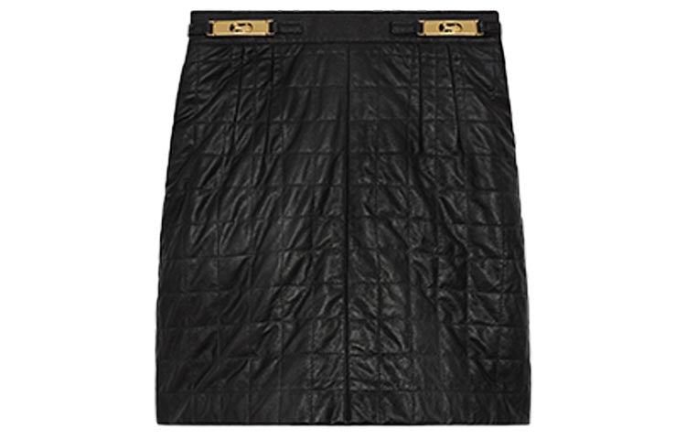 CELINE Leather Short Skirts Women's Black