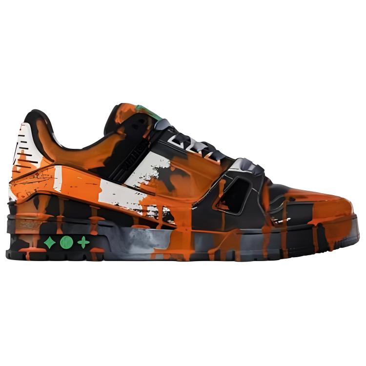 LOUIS VUITTON Trainer Low-Top Skateboard Shoes Unisex Black Orange
