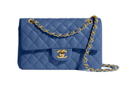 CHANEL Classic Flap CF Grained Calfskin Mouth Cover Bag Crossbody Bag Regular Women's Blue