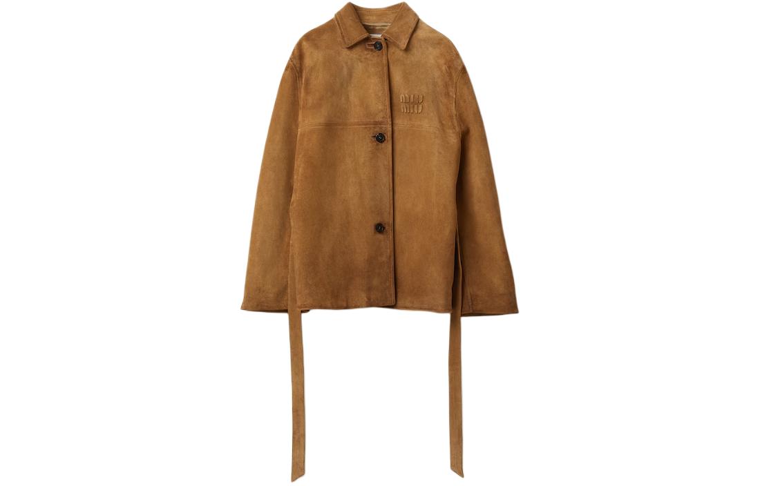MIU MIU Leather Jacket Jackets & Coats Women's Dove Gray