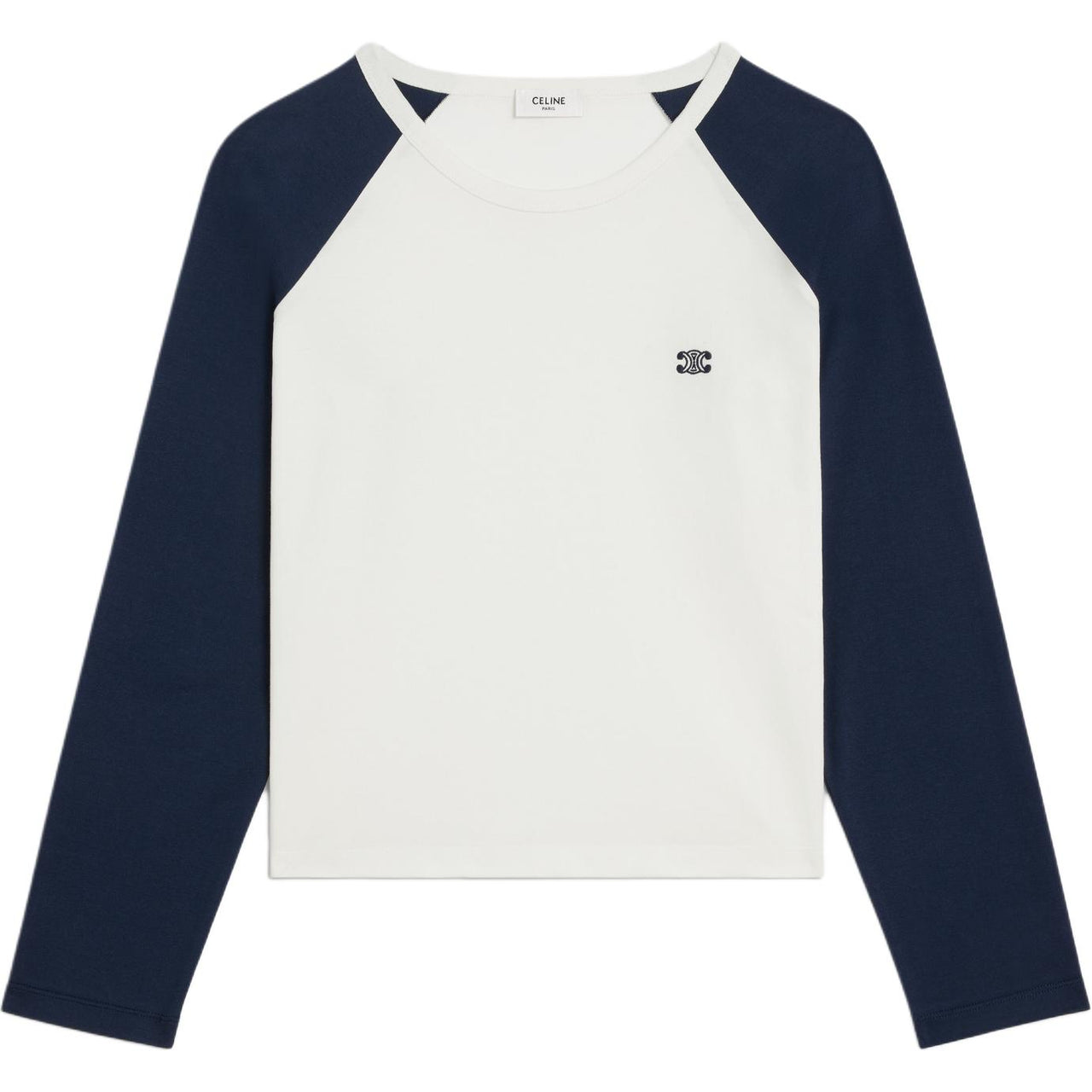CELINE Triomphe Raglan Sleeve T Shirt Women's White Blue
