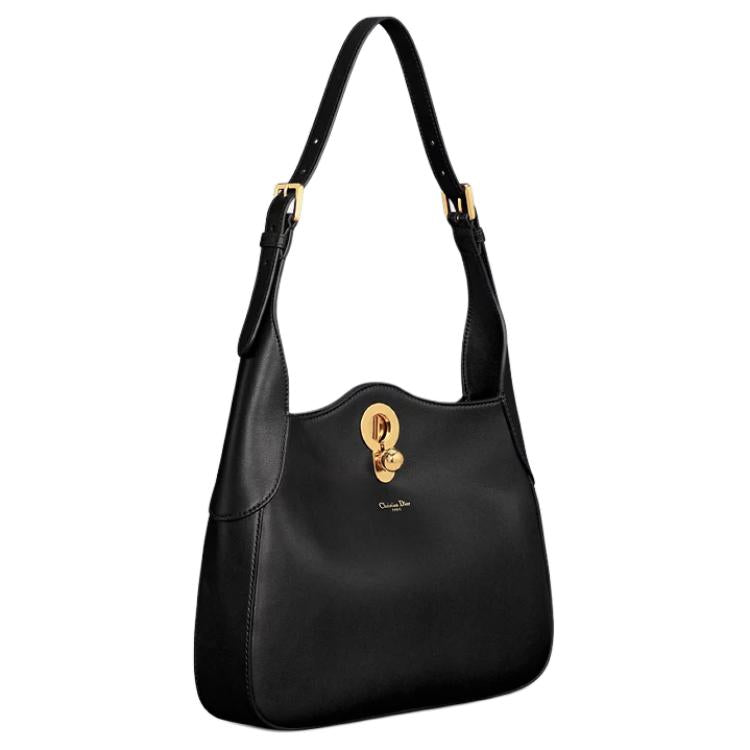 DIOR Calfskin Hobo Bag, Handbag, Shoulder Bag Large Size Women's Black