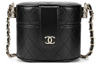 CHANEL Sheepskin Cylinder Bag, One Shoulder Crossbody Bag, Shoulder Bag Women's Black