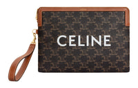 CELINE Cow Leather Binding Clutch Small Size Women's Tawny