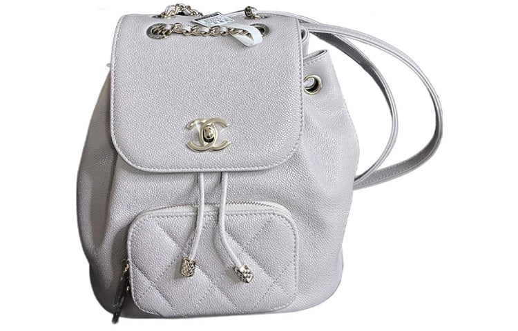 CHANEL Cow Leather Backpack Small Size Women's Gray