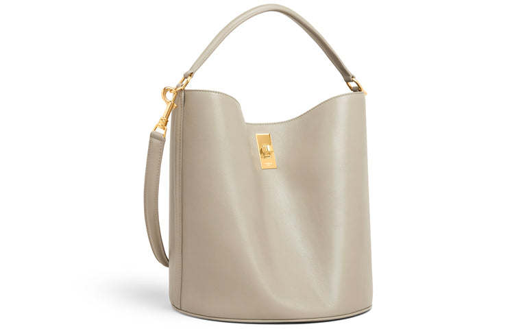 CELINE 16 Smooth Cow Leather Bucket Bags Handbags Women's Gray Green