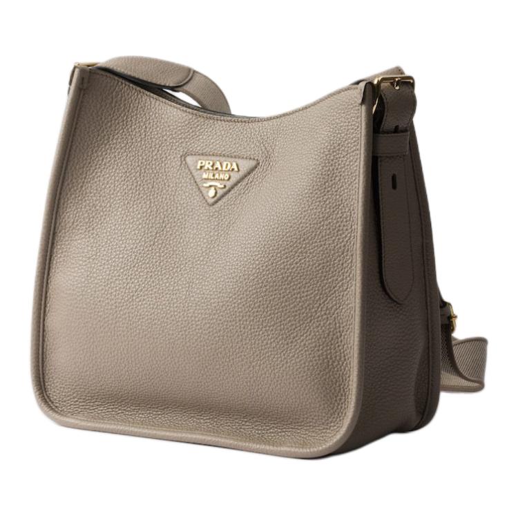 PRADA Calfskin Shoulder Bag Medium Size Women's Clay Gray