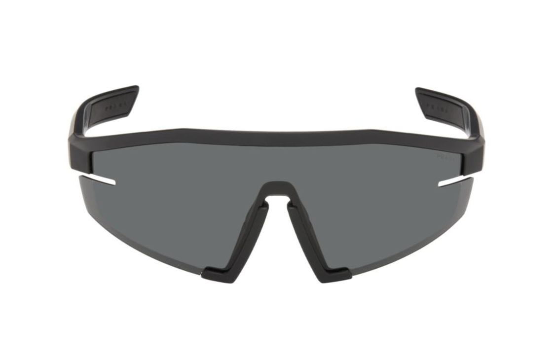 PRADA Nylon Irregular Shape Sunglasses Women's Black