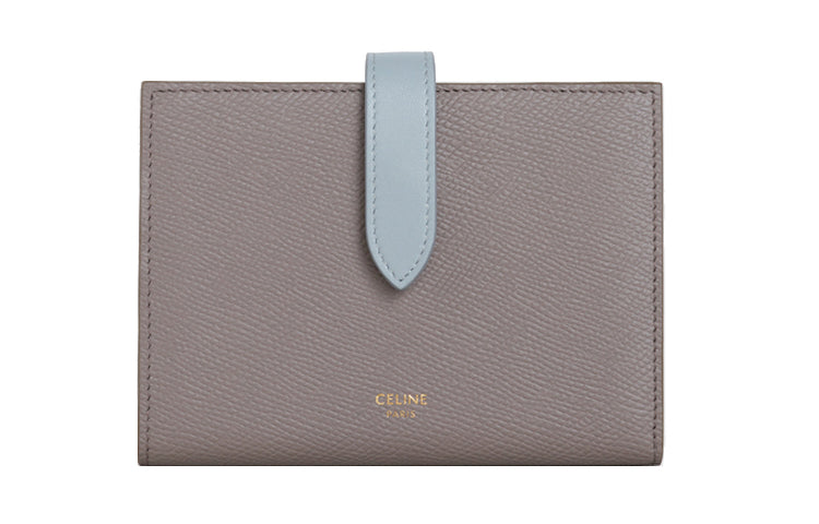 CELINE Grained Calfskin Wallet Medium Size Women's Egg Stone Gray/Mineral Stone Color