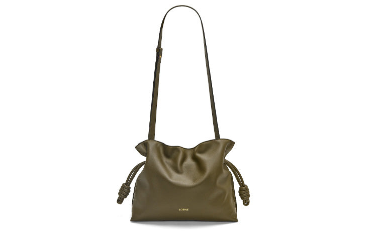 LOEWE Medium Flamenco Clutch In Nappa Calfskin Dark Khaki Green