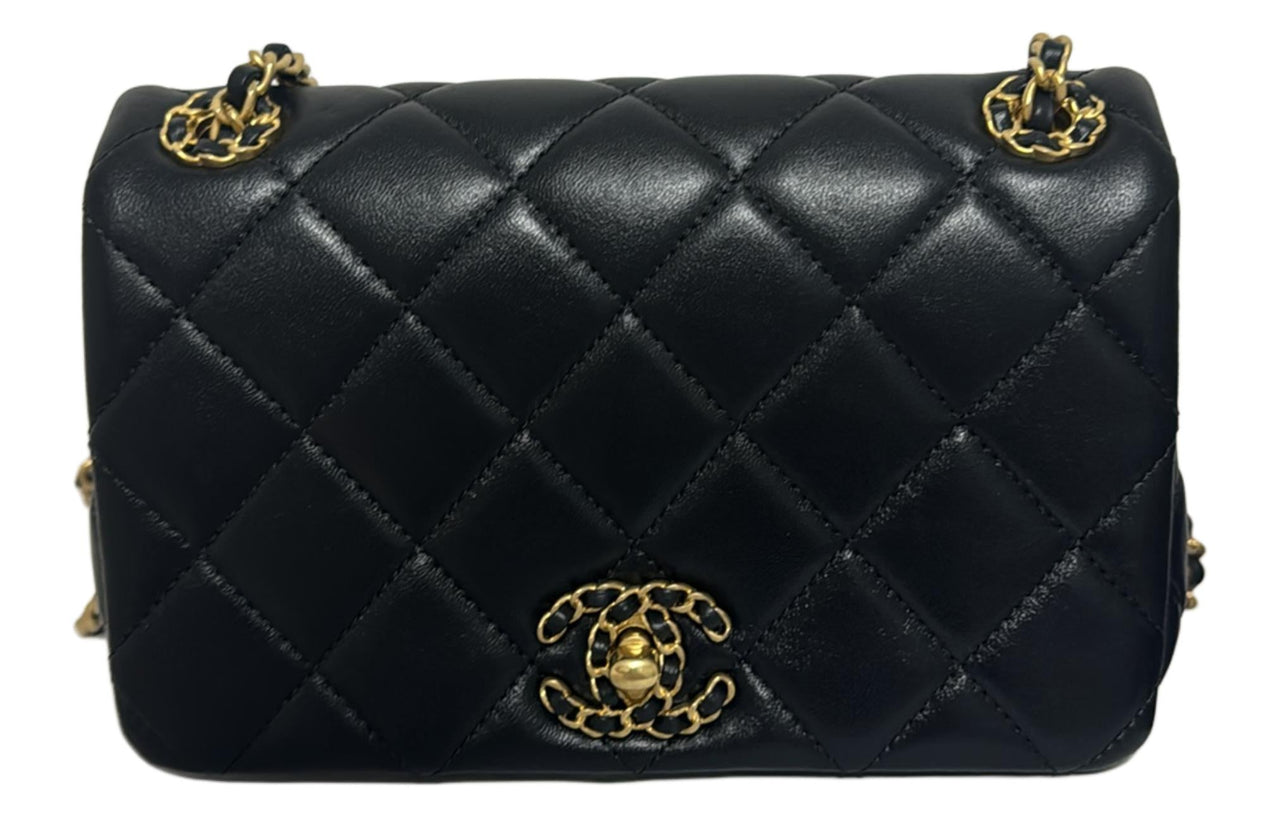 CHANEL Sheepskin Shoulder Bag Crossbody Bag Mini Women's Black
