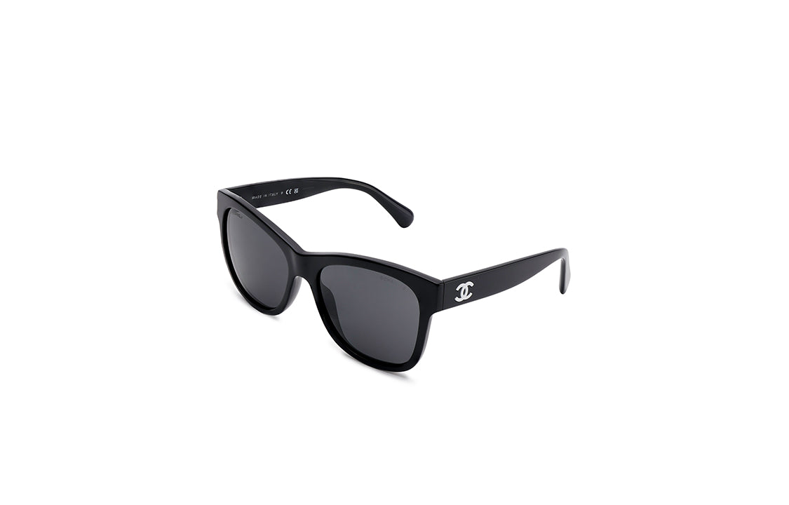 CHANEL Plate Frame Butterfly Sunglasses Unisex Black