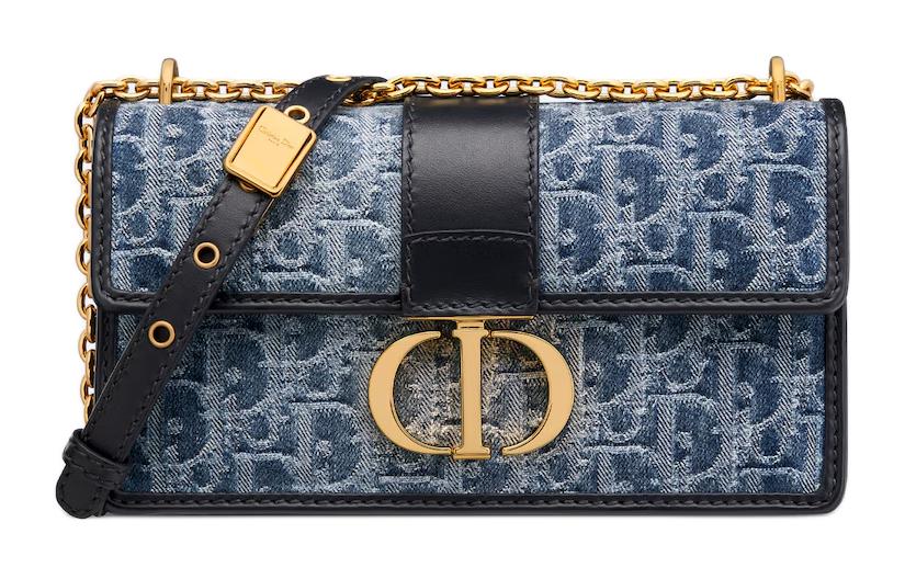 DIOR 30 Montaigne Toile Jacquard Denim Shoulder Bag, Crossbody Bag Women's Blue