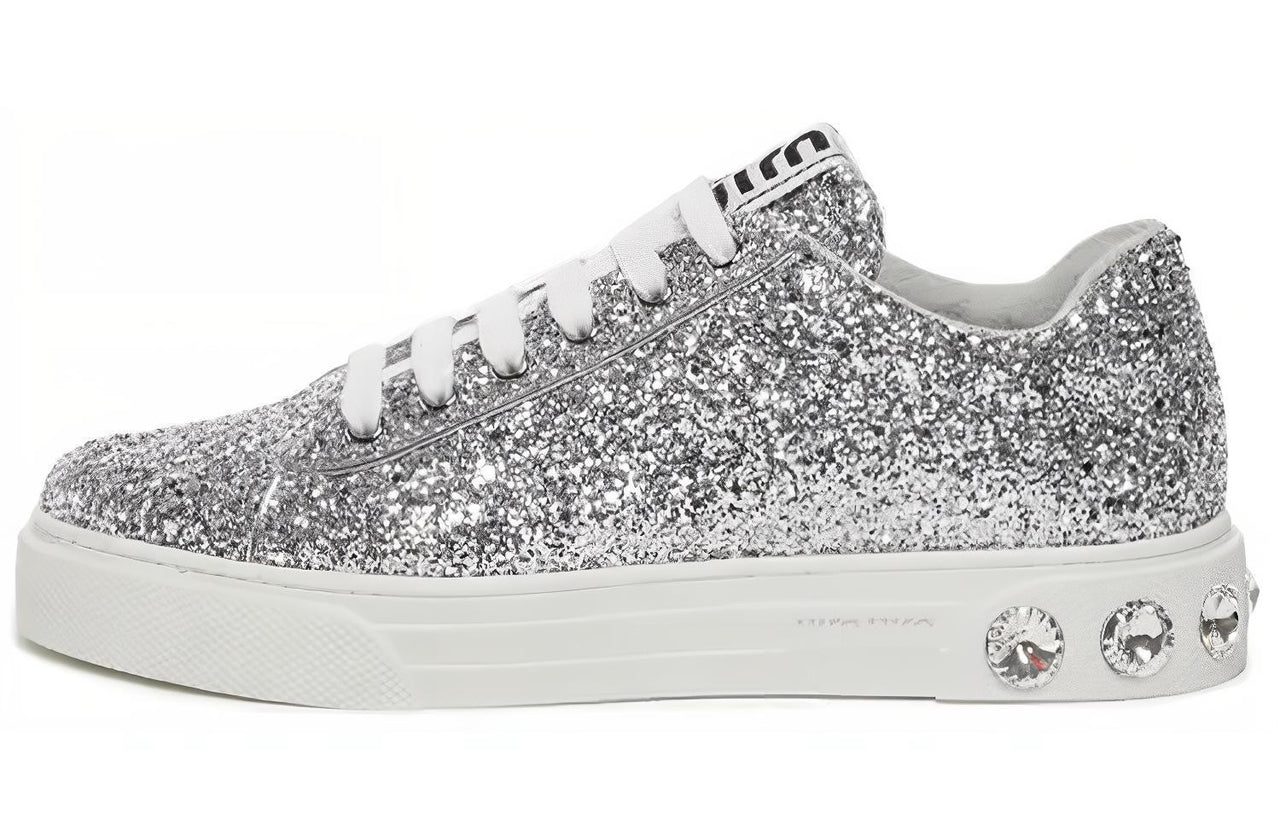 MIU MIU Low Top Stylish Skateboarding Shoes Women's Silver