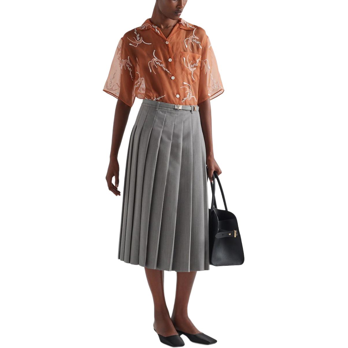 PRADA SS24 Casual Long Skirt Women's Granite Gray