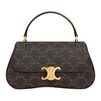CELINE Logo Print Cow Leather Shoulder Bag, Crossbody Bag, Handbag Women's Tawny