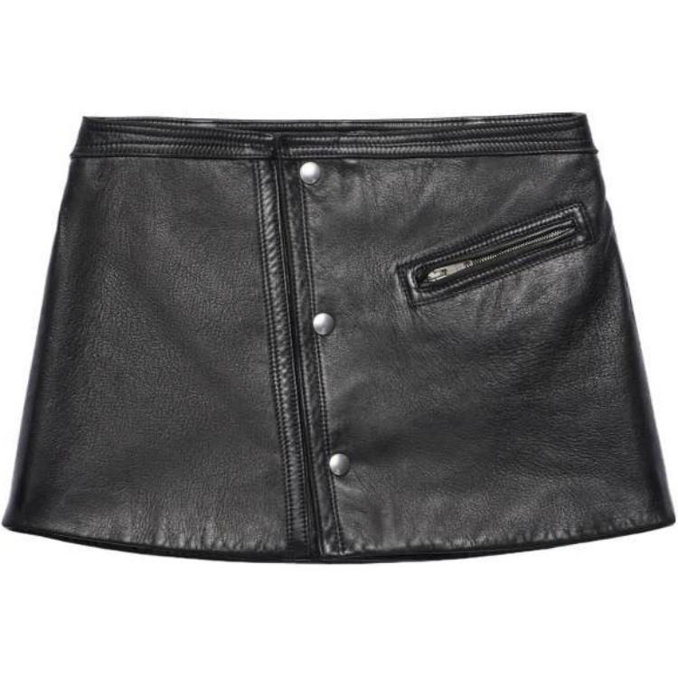 PRADA Leather Short Skirts Women's Black