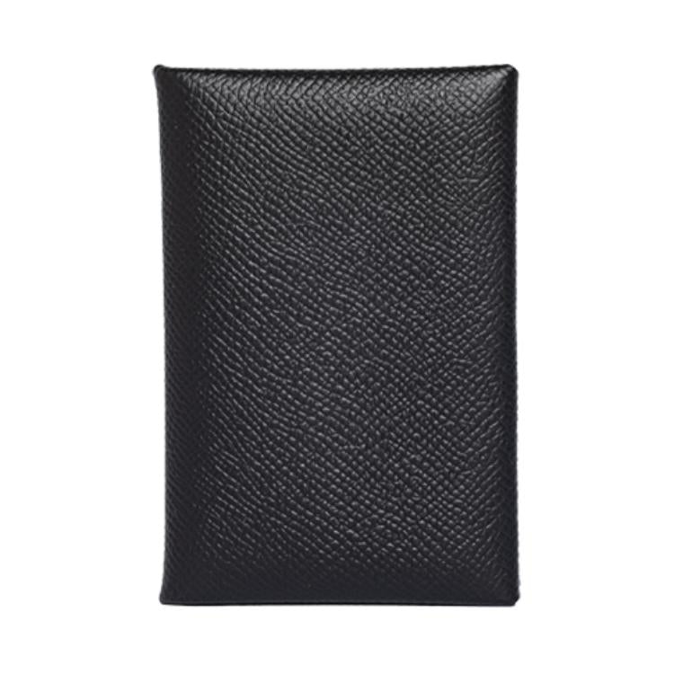 HERMES Calvi Epsom Calfskin Business Card Holder Zero Wallet Card Holder Women's Noir Black