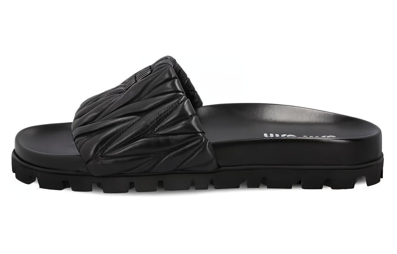 MIU MIU Odor Resistant Slide Slippers Women's Black