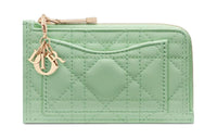 DIOR Lady Dior Lambskin Card Holder Women's Green