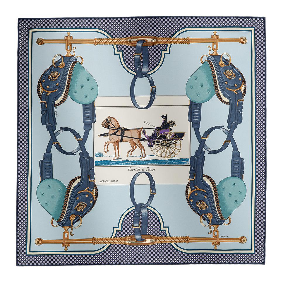 HERMES Silk Silk Silk Scarves Unisex Blue