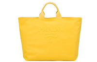 PRADA Fabric Tote Bag Shopping Bag Shoulder Bag Crossbody Bag Women's Yellow