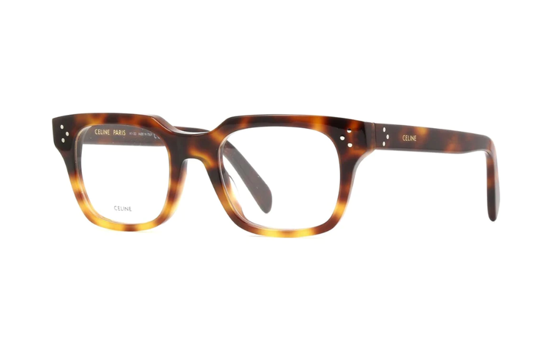 CELINE Acetate Rectangular Eyeglass Frames Unisex Tortoiseshell