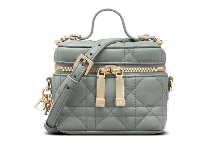 DIOR Lambskin Box Bag, Shoulder Bag, Crossbody Bag, Handbag, Makeup Bag Micro Women's Gray