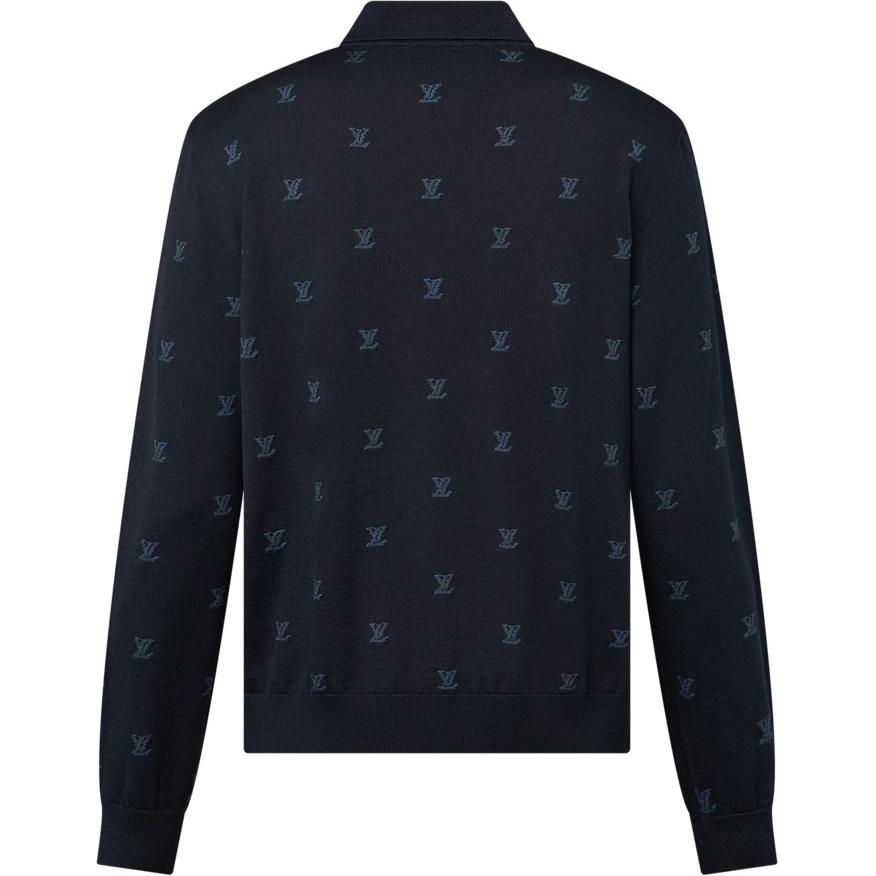 LOUIS VUITTON Wool Silk And Cashmere-Blend Long Sleeve Lv Blason Polo