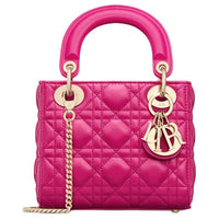 DIOR Lady Dior Lambskin Dior Bag Shoulder Bag Crossbody Bag Handbag Mini Women's Dark Purple Red