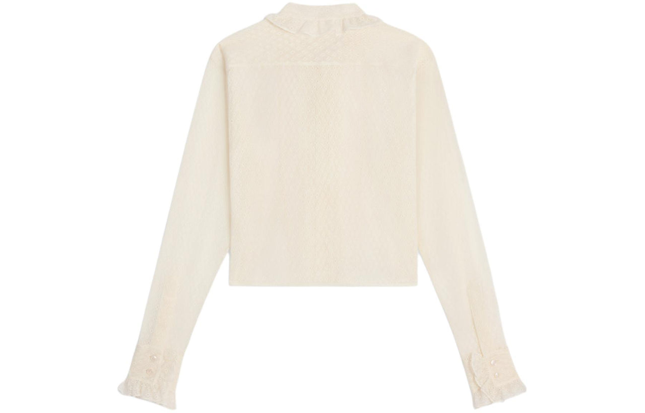 CELINE Romy Cropped Shirt In Lace And Cotton