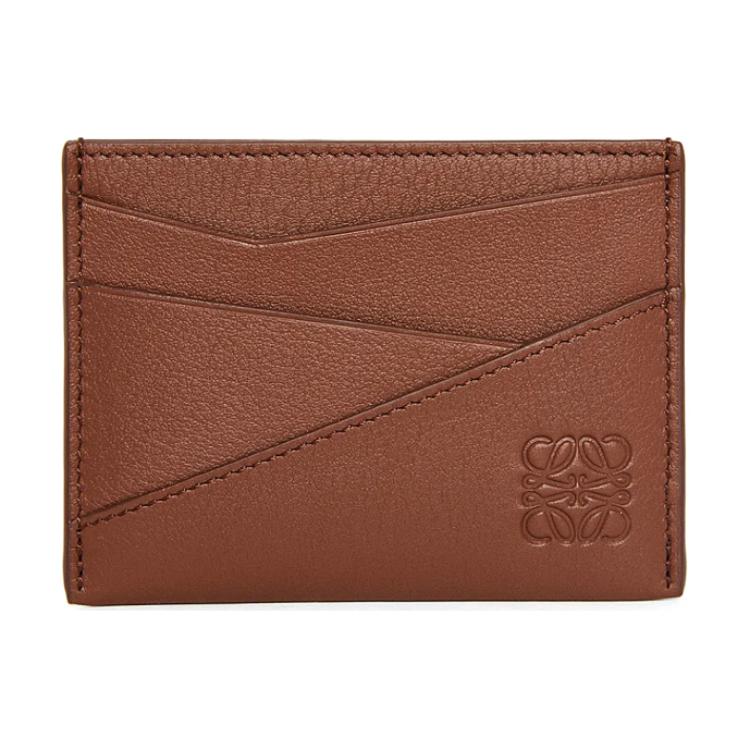 LOEWE Puzzle Cow Leather Card Holder Men's Dark Brown