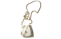 CHANEL Beaded Embossed Calfskin Metal Bucket Bags Crossbody Bag Shoulder Bag Mini Women's White