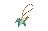 HERMES Cow Leather Pendants Unisex Green/Sesame/Haze Blue Little Winged Horse