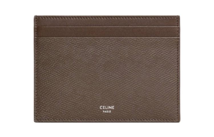 CELINE Grained Calfskin Wallets Card Holders Women's Brown