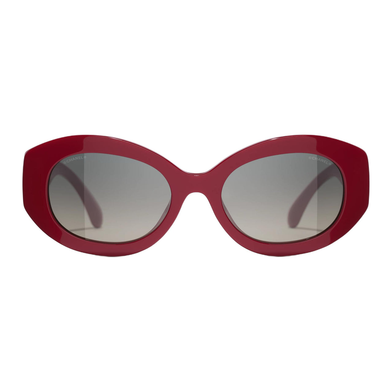 CHANEL Nylon Acetate Irregular Shape Sunglasses Women's Red