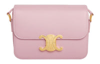 CELINE Triomphe Shiny Cow Leather Shoulder Bag, Tofu Bag, Handbag, Crossbody Bag, Shoulder Bag Women's Light Pink Red