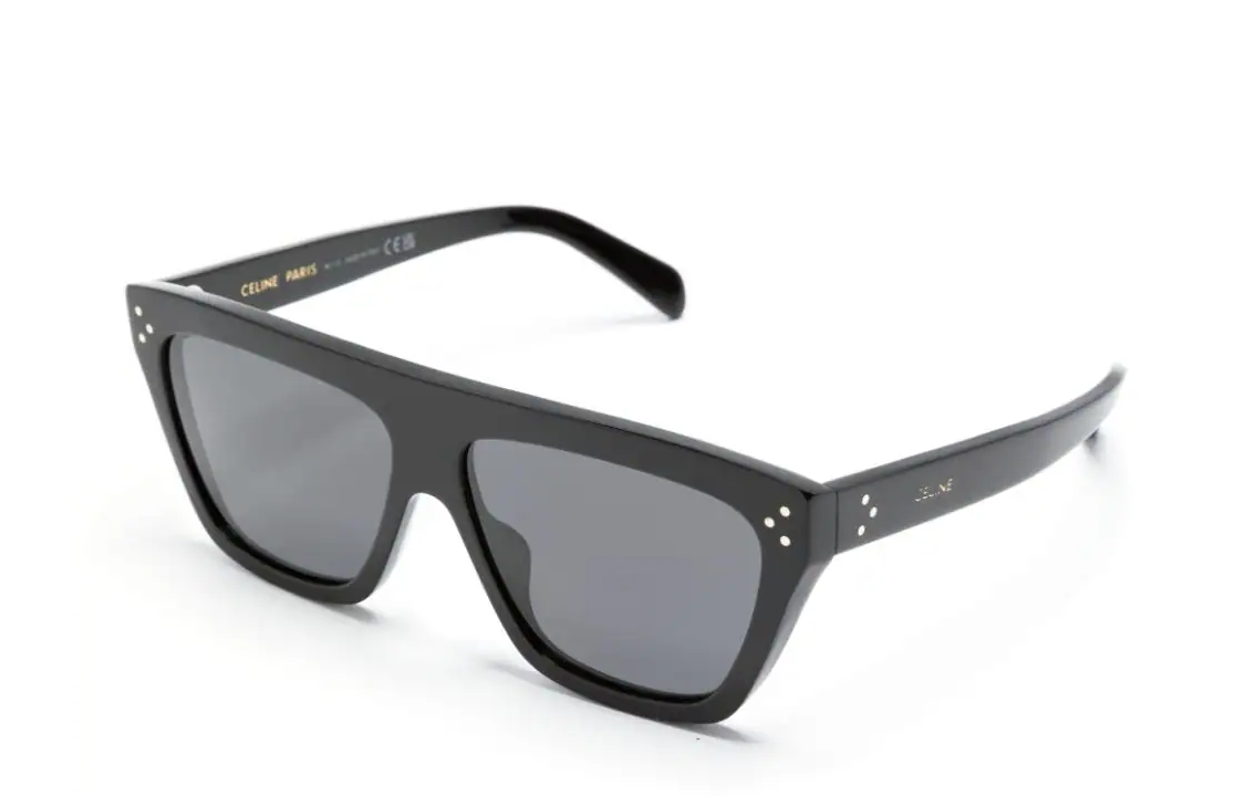 CELINE Acetate Irregular Shape Sunglasses Women's Black