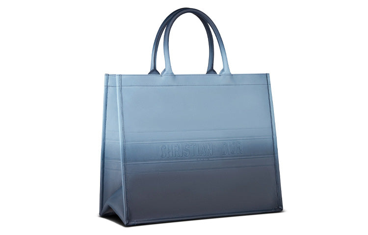 DIOR BookTote Smooth Cow Leather Handbag Women's Blue