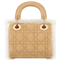 DIOR Lady Dior Suede Cow Leather Shearling Lady Dior Bag, Shoulder Bag, Crossbody Bag, Handbag Mini Women's Beige