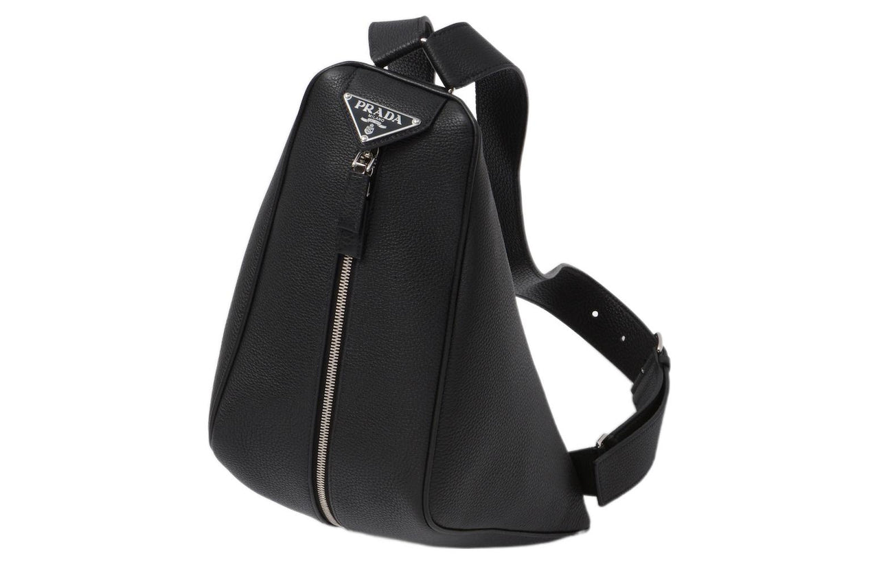 PRADA Leather Backpack Regular Men's Black
