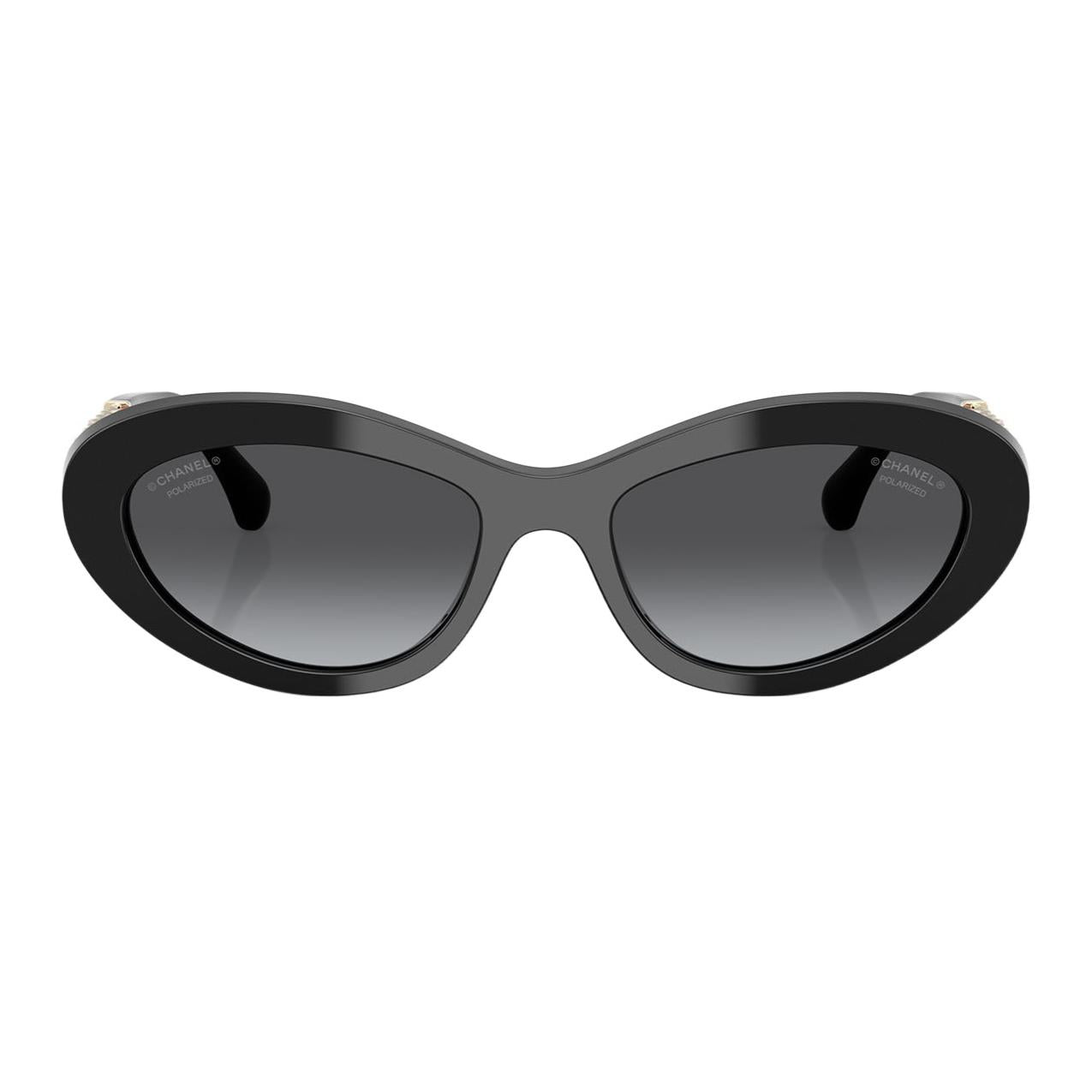 CHANEL Metal Acetate Leather Butterfly Sunglasses Women's Black