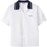 MIU MIU Logo-embroidred Poplin Shirt
